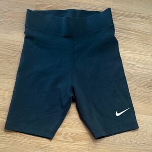 Nike Teal High-Rise Bike Shorts with White Swoosh